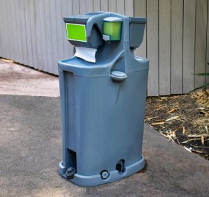 portable hand washing station at work site in san jose